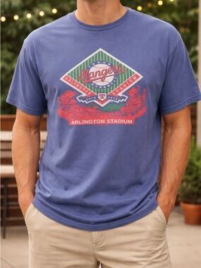 Texas Rangers Arlington Stadium Graphic Tee Blue L MLB
